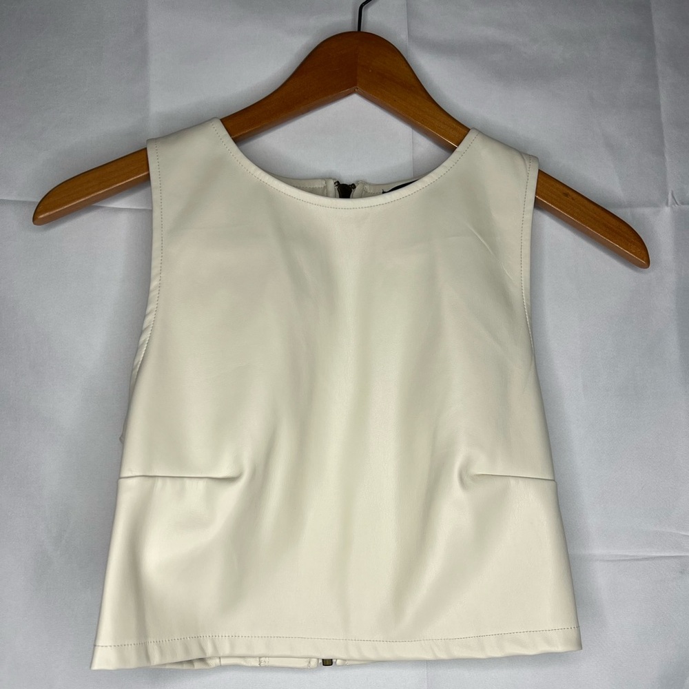 Elegant Cream Crop Sleeveless Top